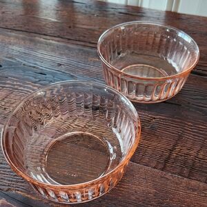 Set of Two  Small Ribbed Glass Bowls